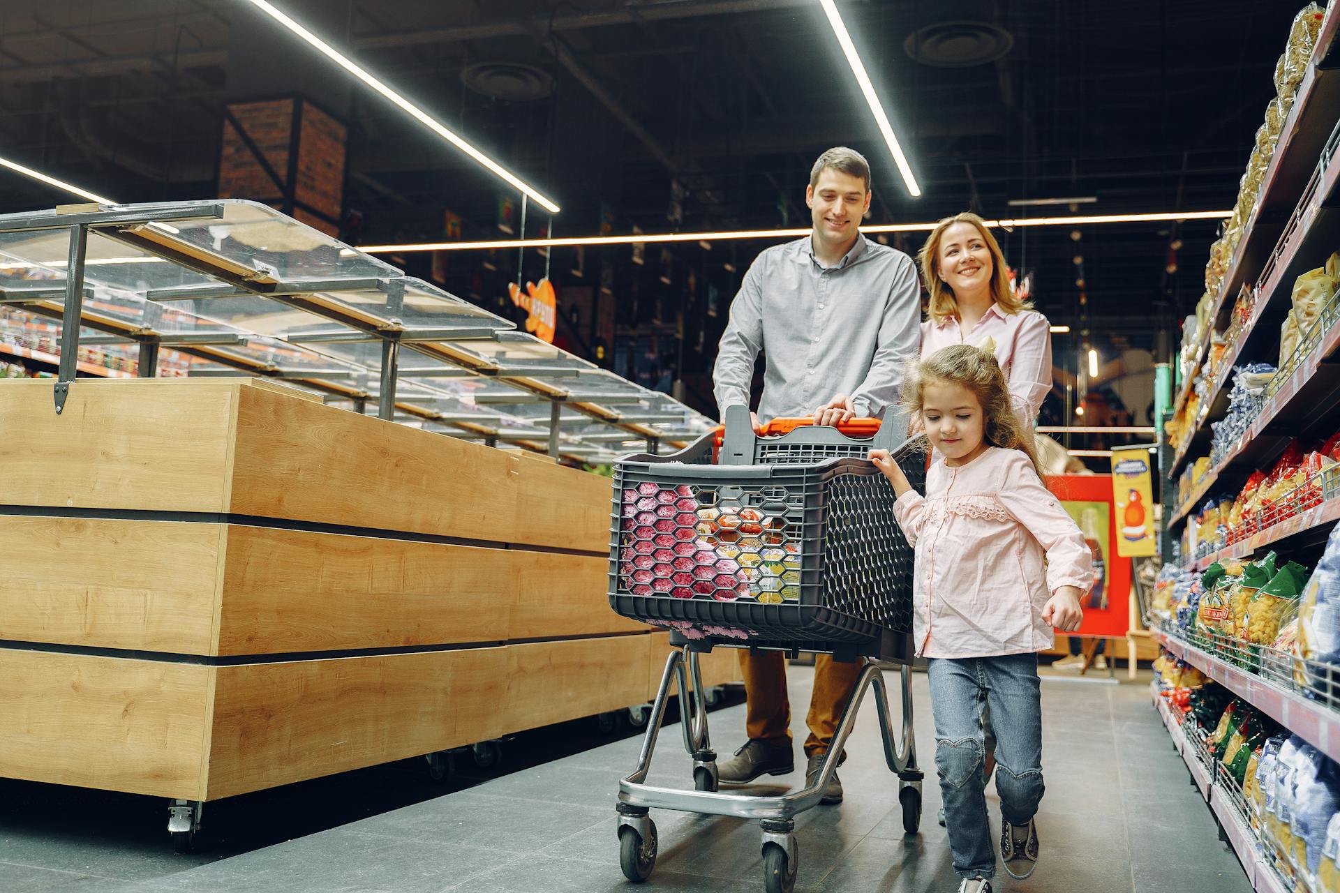 Family in a supermarket